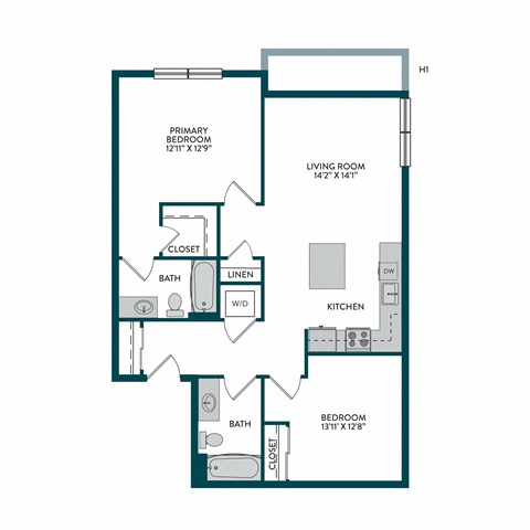 Aspire11 Apartments in Tacoma, Washington 2x2 Floor Plan